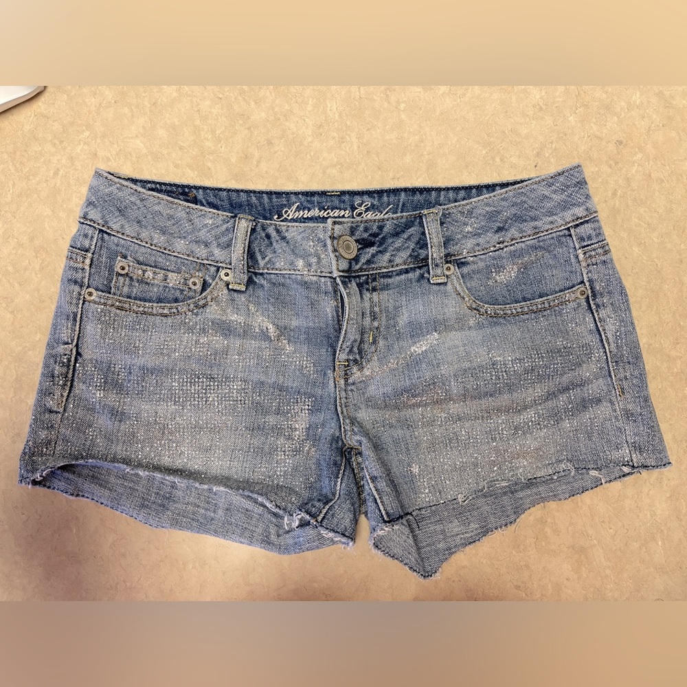 American eagle shorts blue with silver glitter